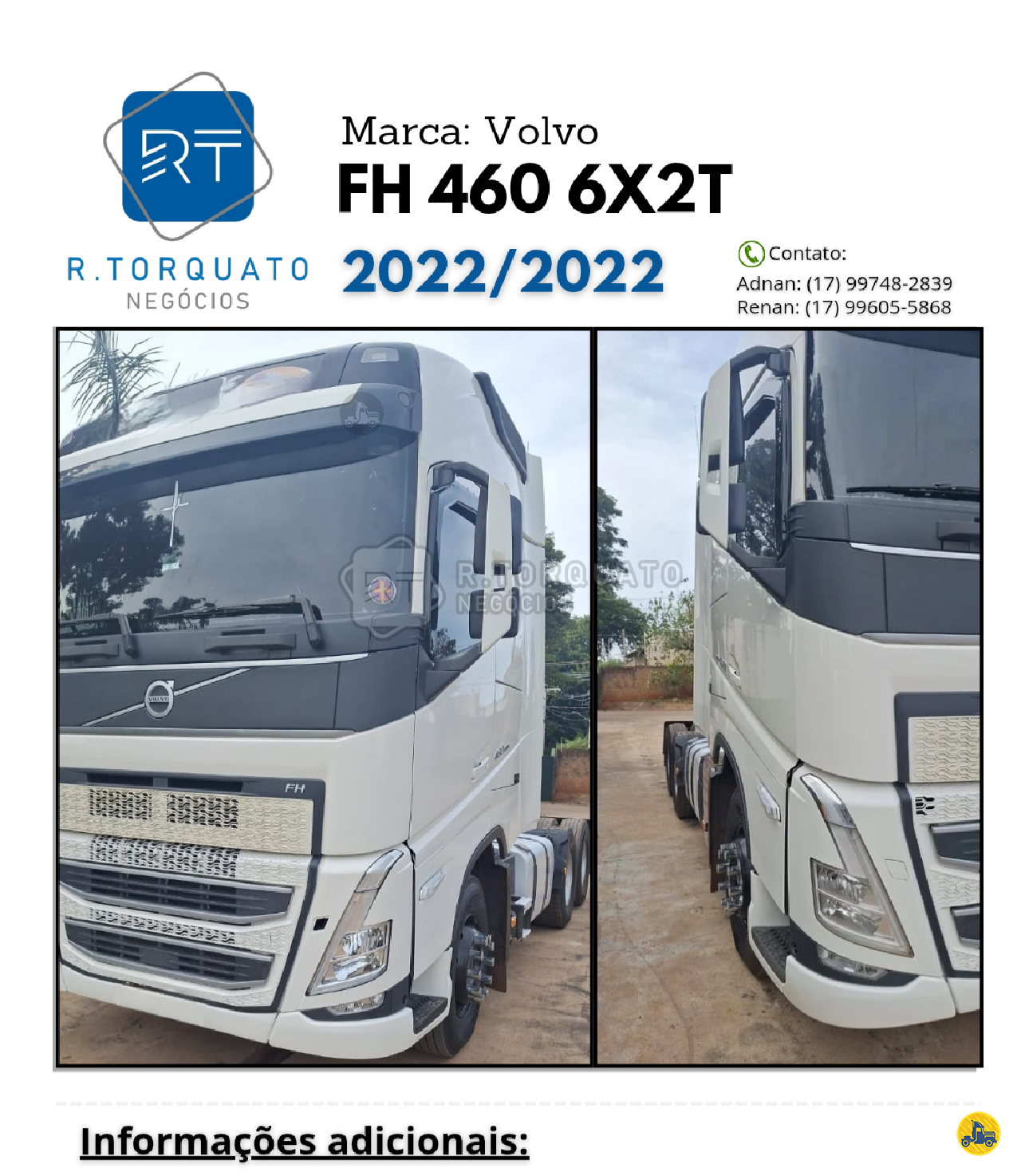 CAMINHAO VOLVO VOLVO FH 460 Cavalo Mecânico Cavalo 6x2 R.Torquato Negócios São José do Rio Preto SÃO PAULO SP